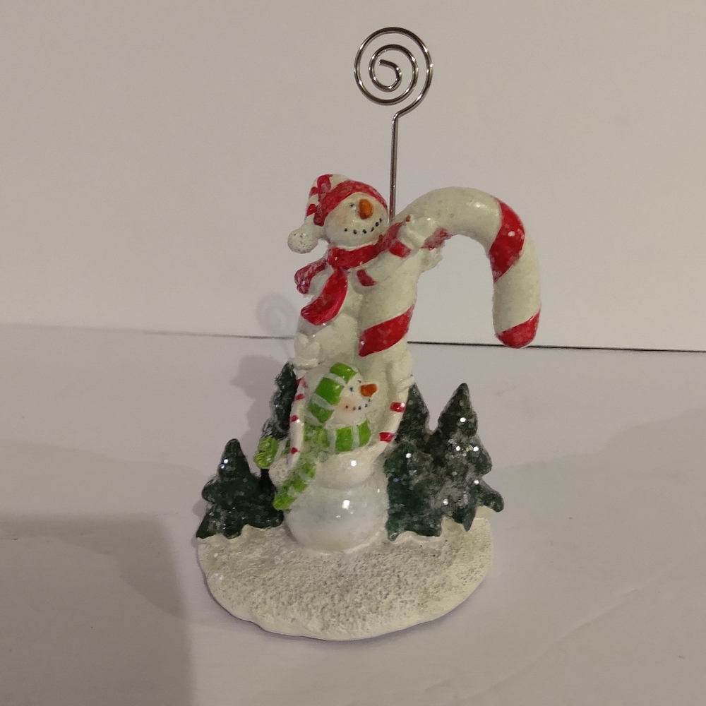 NEW Holiday, " 2 Snowman Climbing a Canycane". Photo Holder
